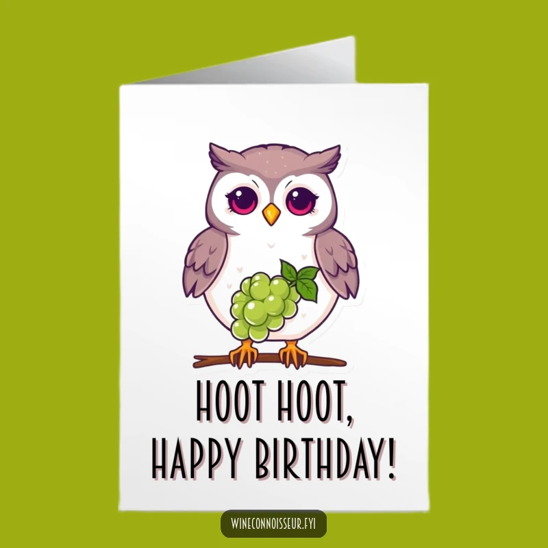Free Printable Birthday Card: Proud Owl Grape, Funny Balance Downloadable Gift