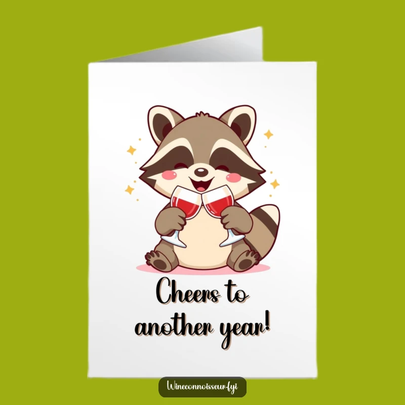 Free Printable Birthday Card: Raccoon Toasting Funny Downloadable Gift