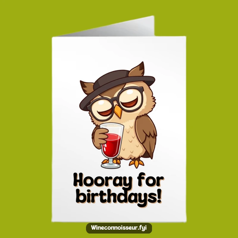 Free Printable Birthday Card: Wise Owl Sommelier, Funny Downloadable Gift!