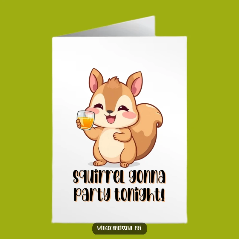 Free Printable Funny Birthday Card: Squirrel Cheers Toast, Festive Downloadable Gift