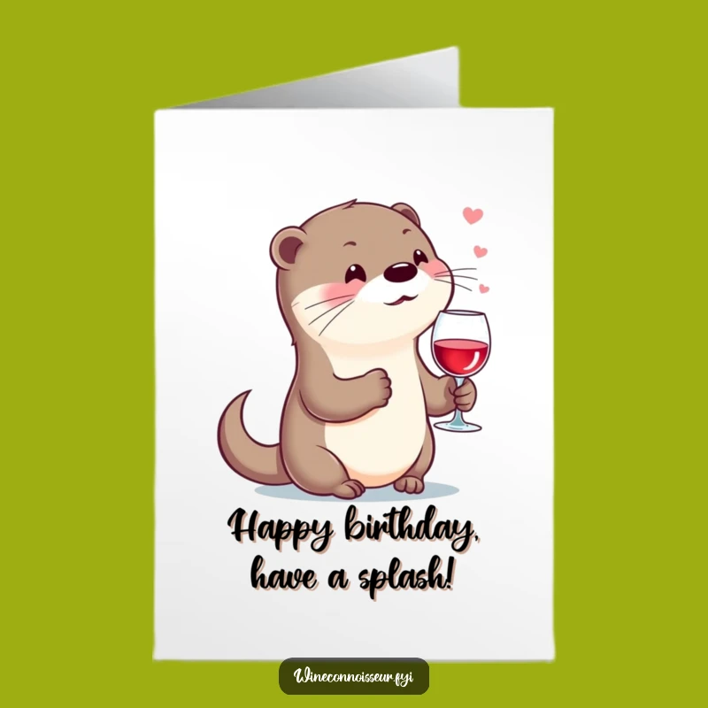 Free Printable Otter Birthday Card: Wine Lover, Downloadable Gift