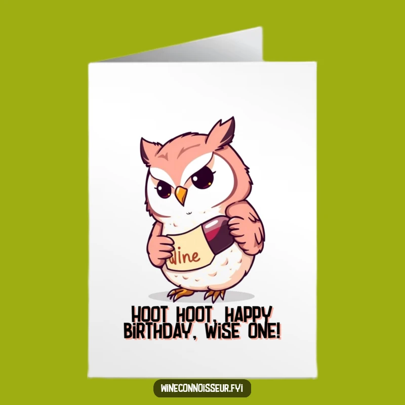 Free Printable Birthday Owl Wine Card: Funny Kawaii Downloadable Gift for Wine Enthusiasts
