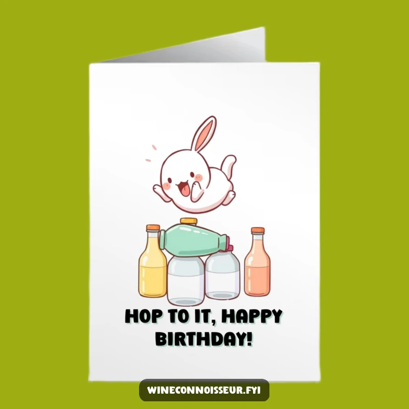 Free Printable Funny Birthday: Rabbit Acrobat Bottles, Energetic Downloadable Gift Card