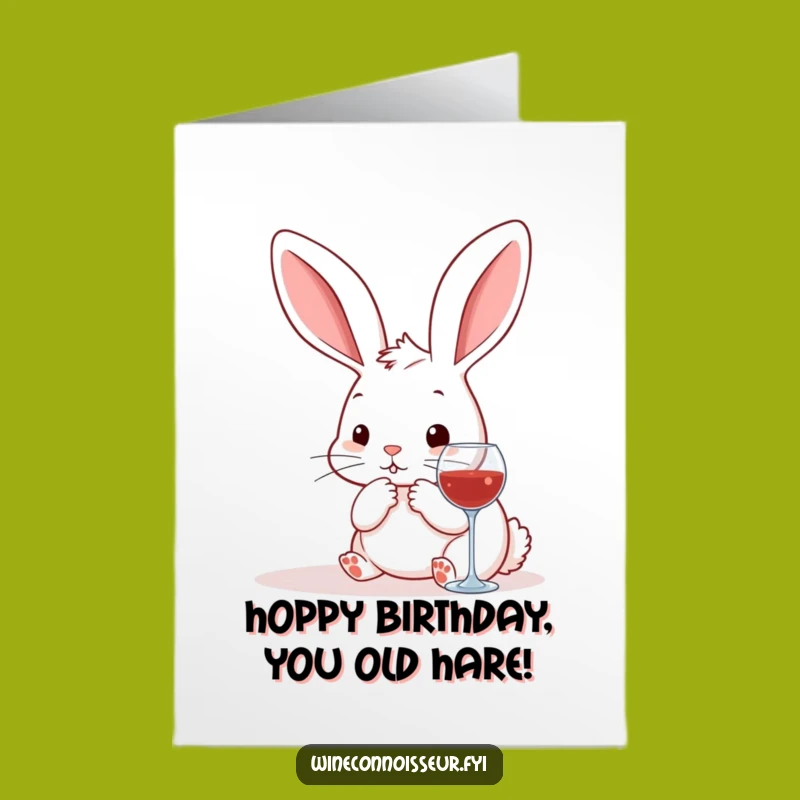 Free Printable Birthday Card: Funny Kawaii Rabbit Wine Pairing