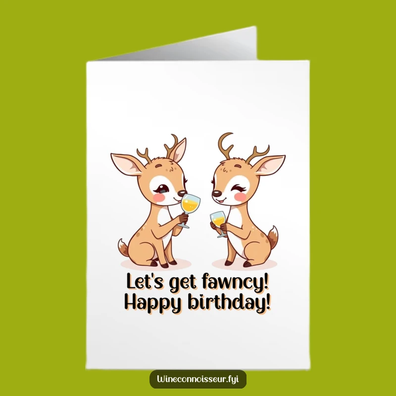 Free Printable Birthday Card: Fun Kawaii Deer Chatting for a Lively Celebration