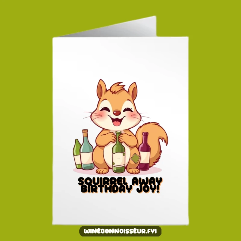 Free Printable Birthday Card: Giggling Squirrel Wine Lover, Funny Downloadable Gift