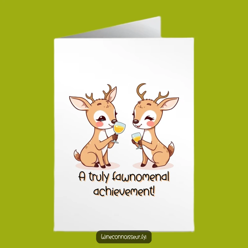 Free Printable Congrats Card: Lively Kawaii Deer Sharing Notes for Your Success