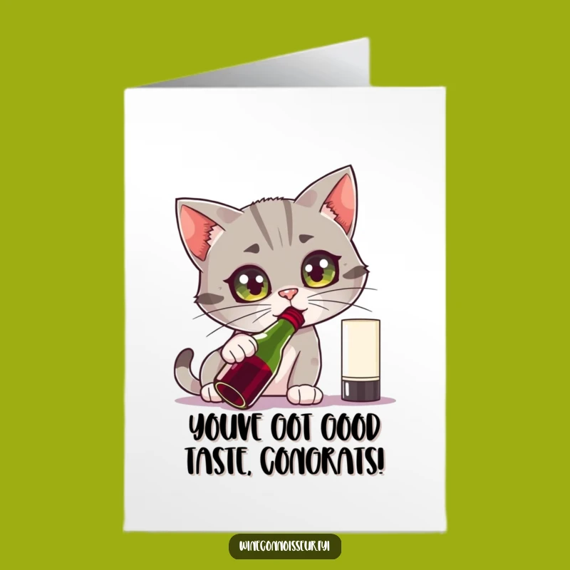 Free Printable Congrats Card: Cat Investigates Wine Funny Downloadable