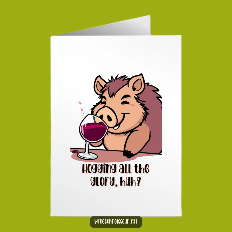 Free Printable Congrats Card: Happy Boar Sips Wine, Funny Downloadable Gift!