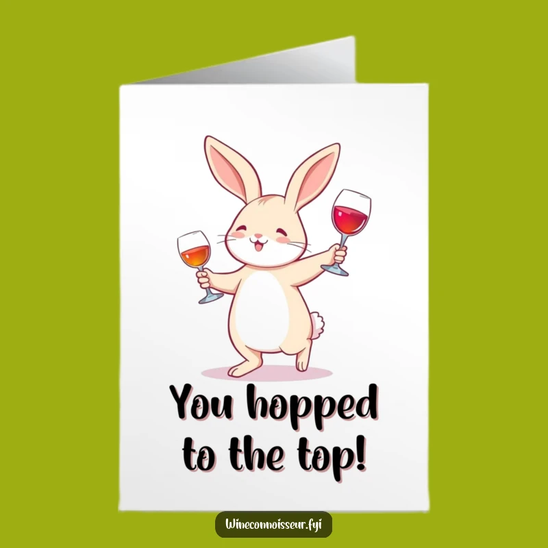 Free Printable Congrats Card: Happy Rabbit Wine Waltz Humorous Digital Download