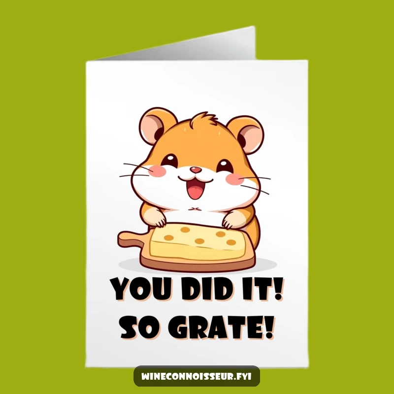 Free Printable Congrats Card: Kawaii Hamster Cheese Board Humorous Downloadable