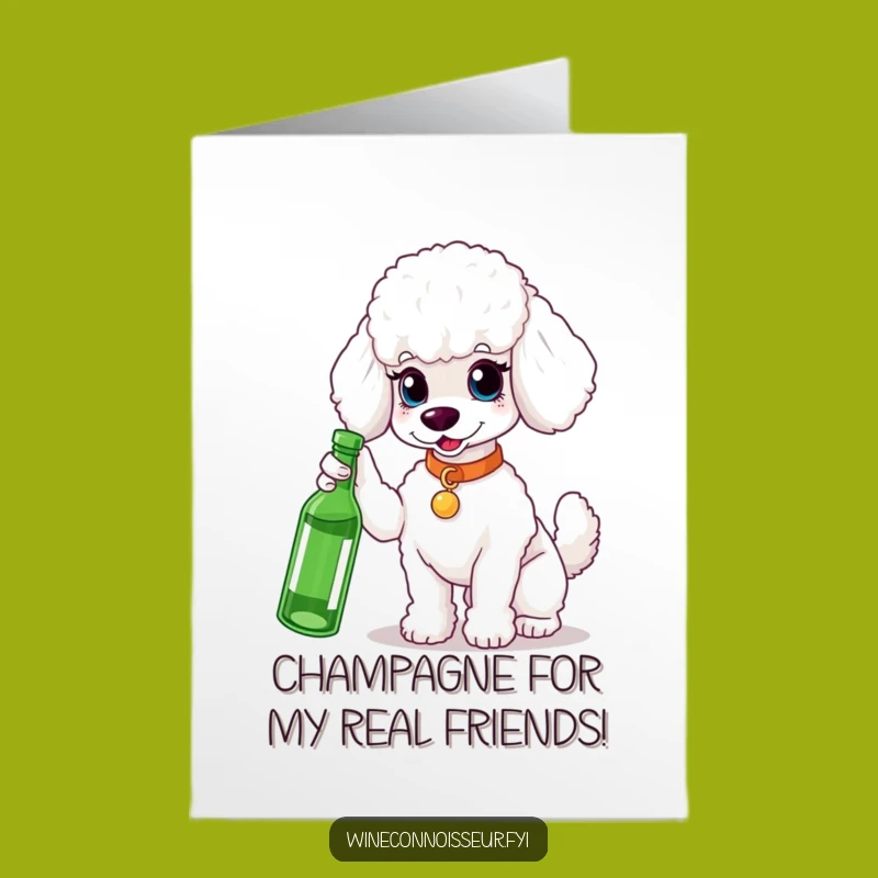 Free Printable Congrats Card: Posh Poodle & Wine Bottle - Elegant DIY Gift