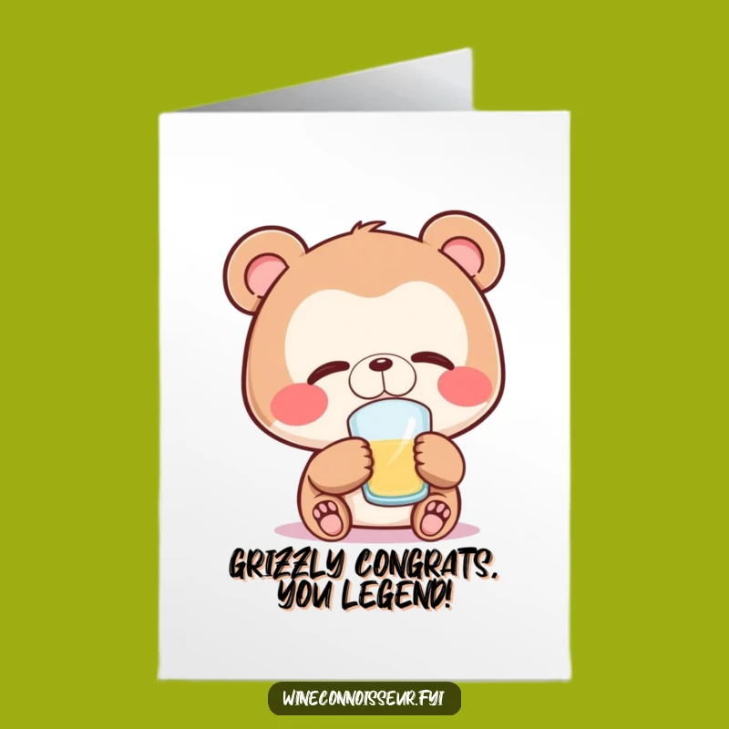 Free Printable Congrats Card: Savoring Bear Downloadable Gift