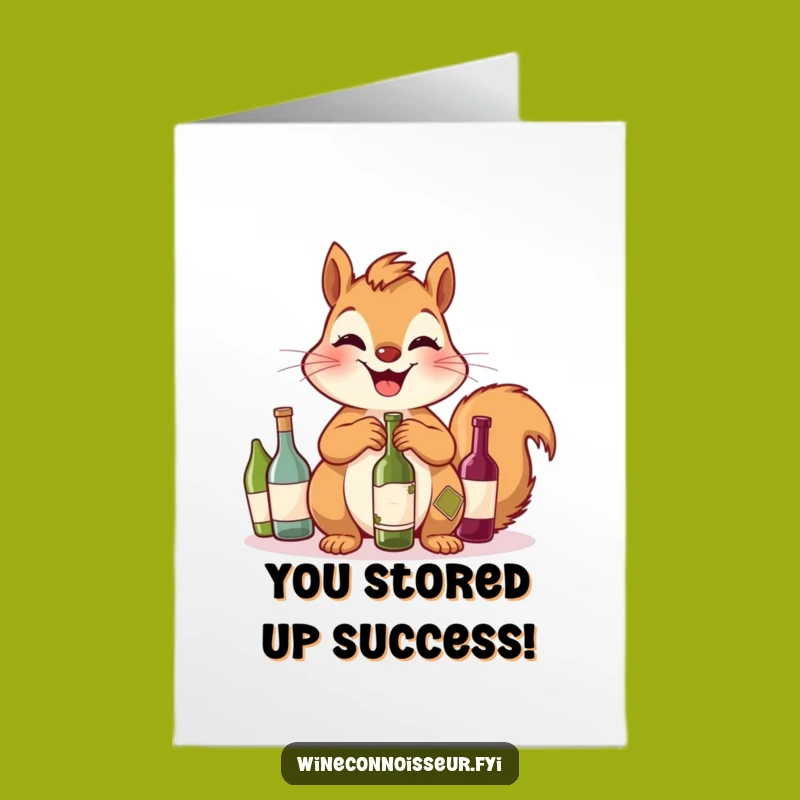 Free Printable Congrats Card: Squirrel's Wine Collection, Funny Downloadable