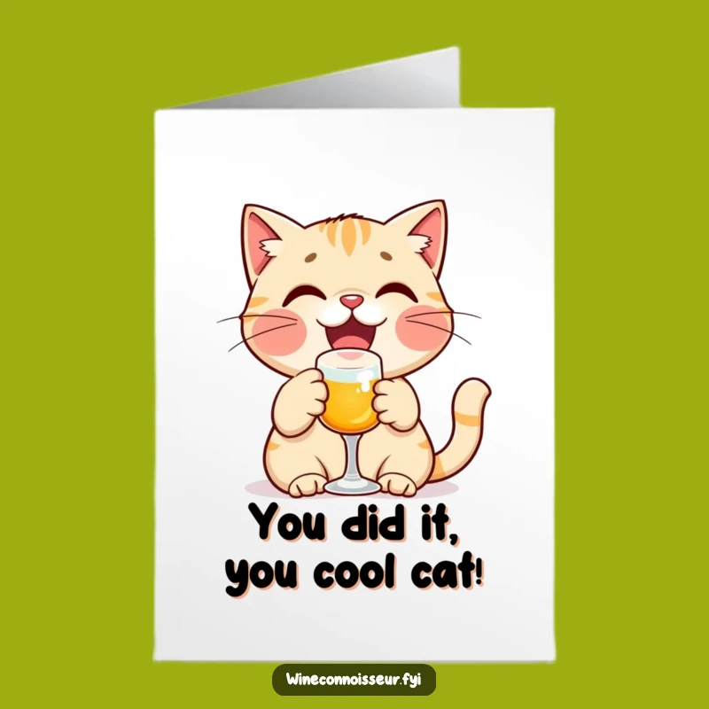 Free Printable Congrats Card: Toasting Cat Downloadable Gift