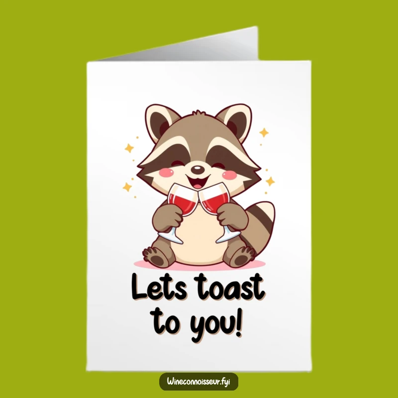 Free Printable Congrats Card: Raccoon Wine Toast Downloadable Gift