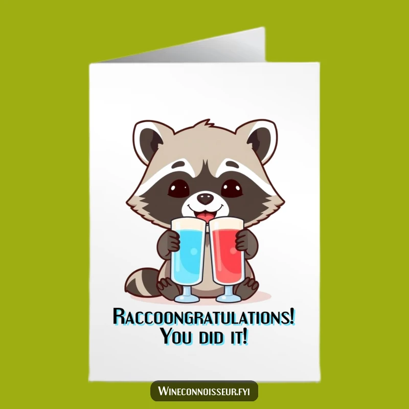 Free Printable Congratulations Card: Raccoon's Colorful Discovery