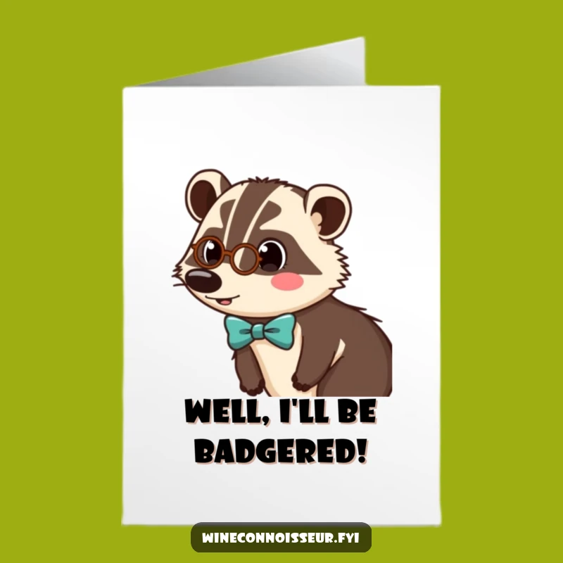 Free Printable Congrats Card: Dapper Badger Surprise, Elegant Downloadable Gift
