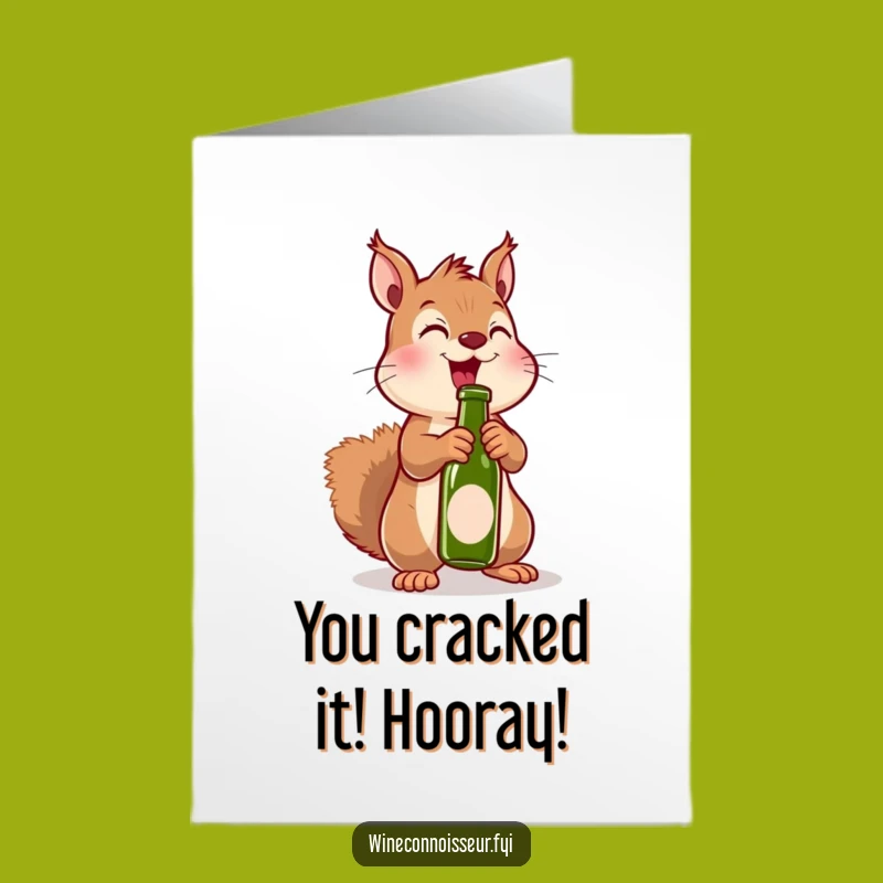 Free Printable Congrats Card: Energetic Kawaii Squirrel Uncorking for Your Big Win