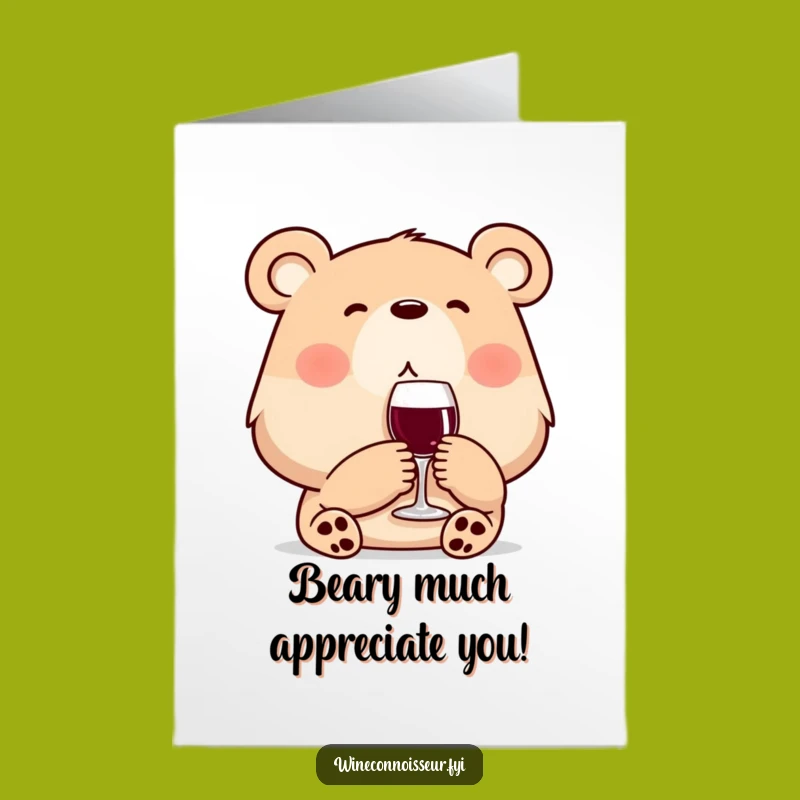 Free Printable Funny Bear Wine Thank You Card - Sophisticated Downloadable Gratitude Gift
