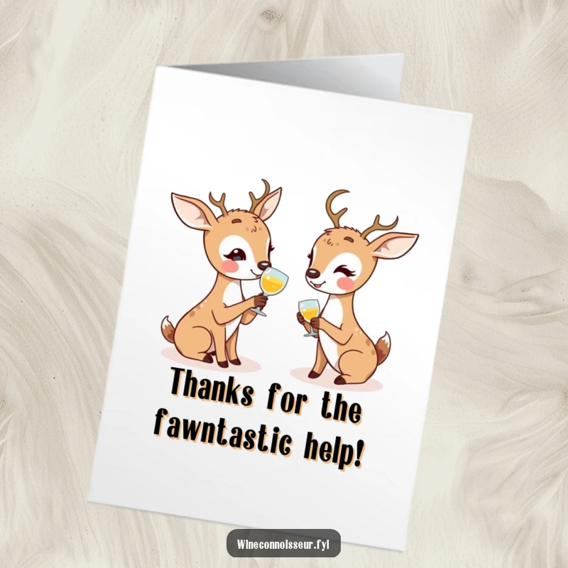 Funny Free Printable Thank You Card: Two cute kawaii deer engaged in an enthusiastic discussion. A unique and humorous thank you.