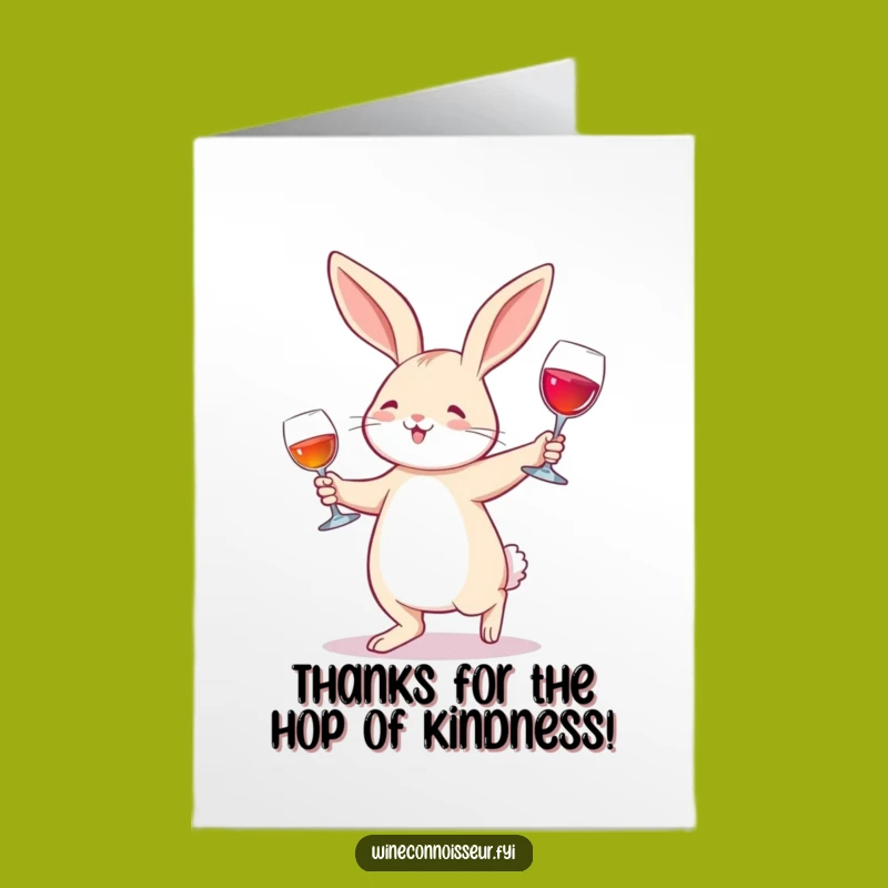 Free Printable Thank You Card: Cheerful Rabbit Wine Dance Funny Digital Download