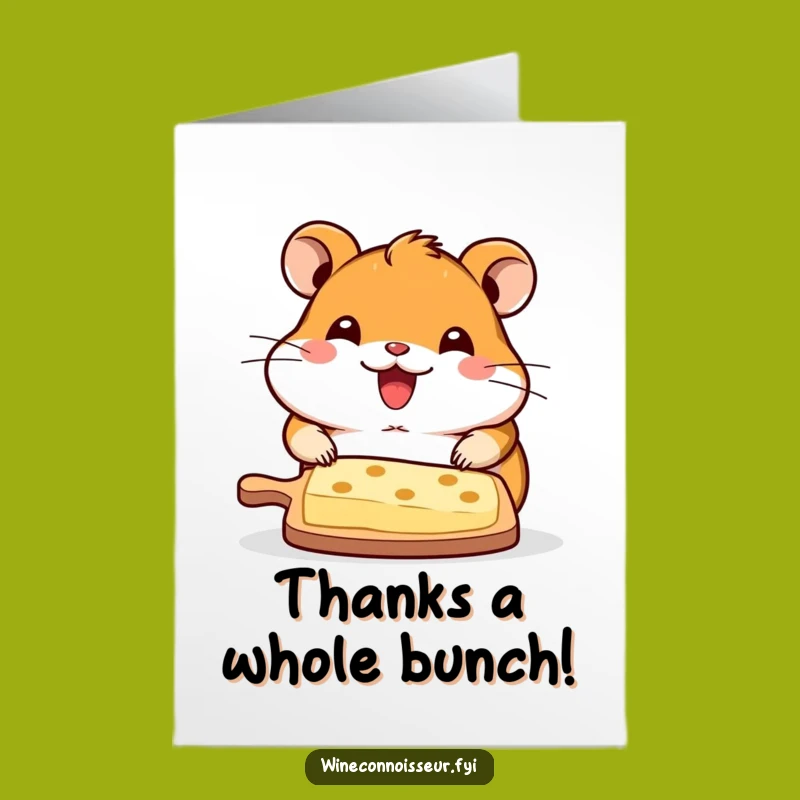 Free Printable Thank You Card: Kawaii Hamster Cheese Board Funny Downloadable