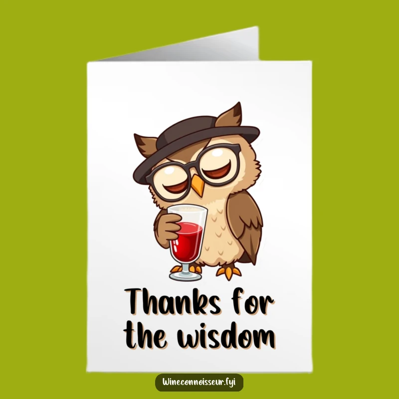 Free Printable Thank You Card: Owl Sommelier Gratitude, Funny Downloadable Gift!