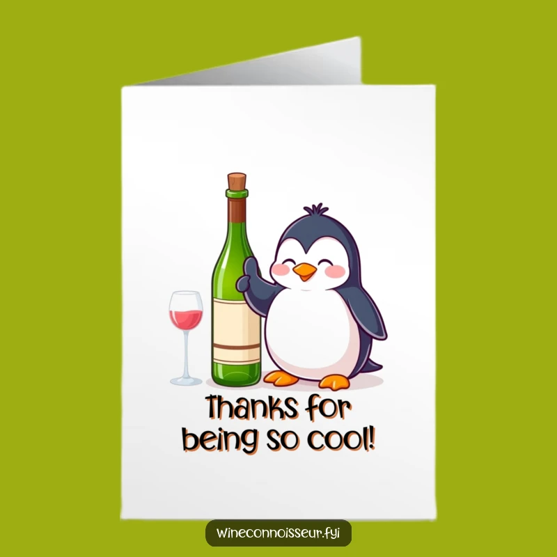 Free Printable Thank You Card: Penguin Thumbs Up Wine Funny Digital Download