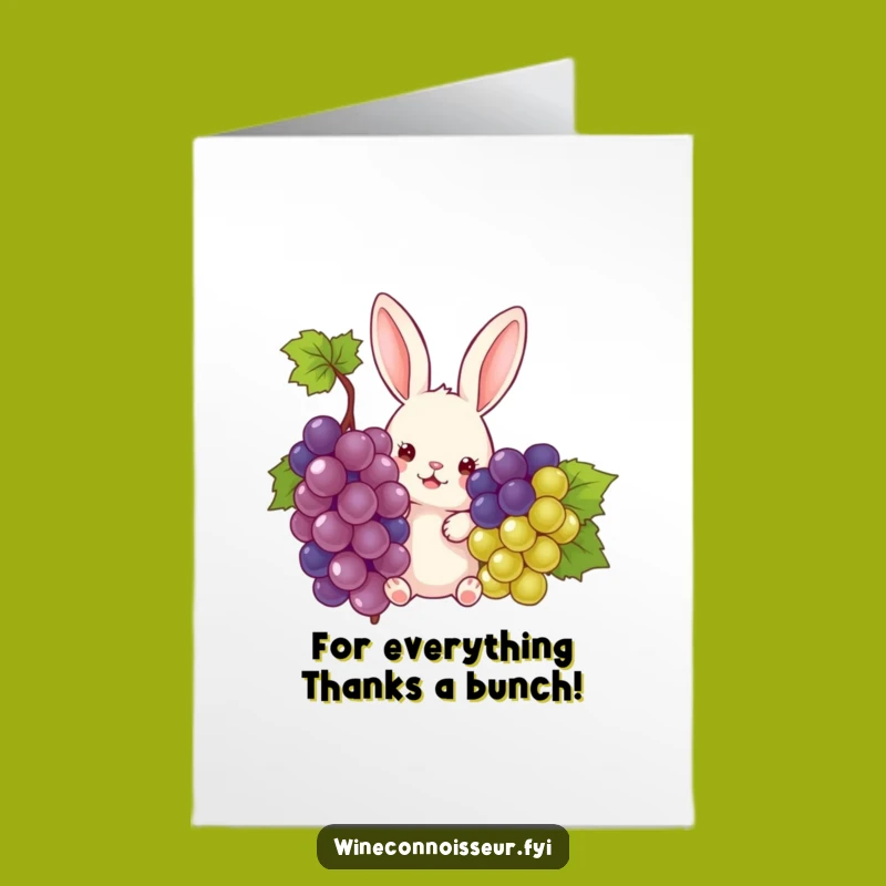 Free Printable Thank You Card: Rabbit Grape Gratitude, Funny Downloadable Message!