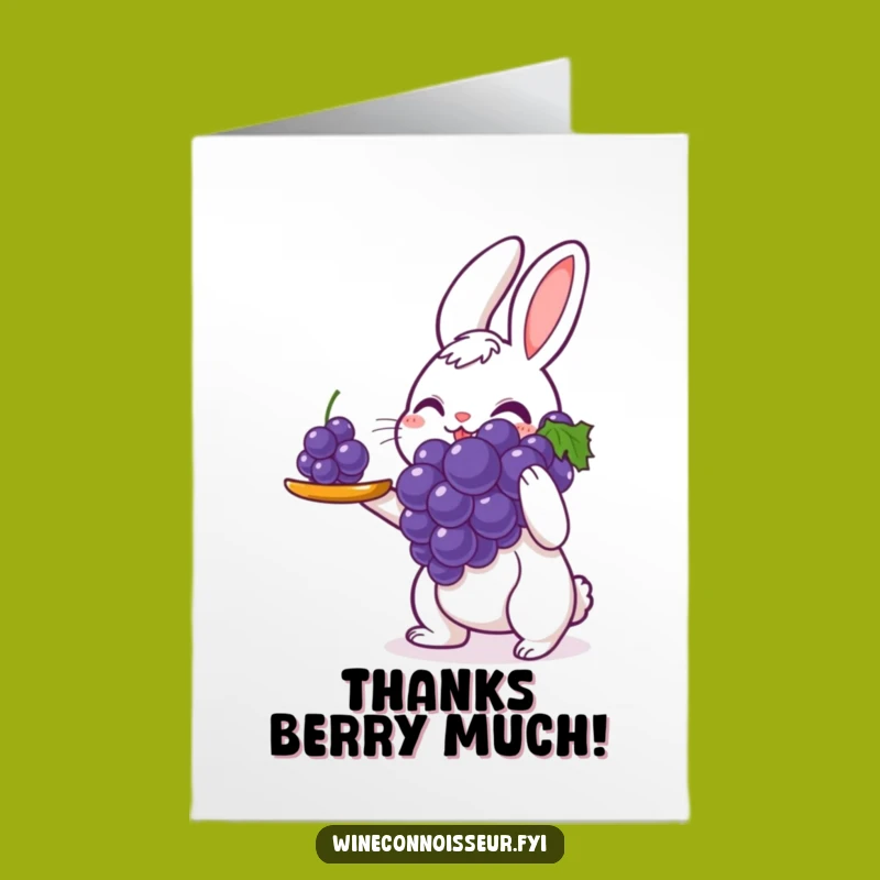 Free Printable Thank You Card: Rabbit Server Grape, Funny Downloadable Gift