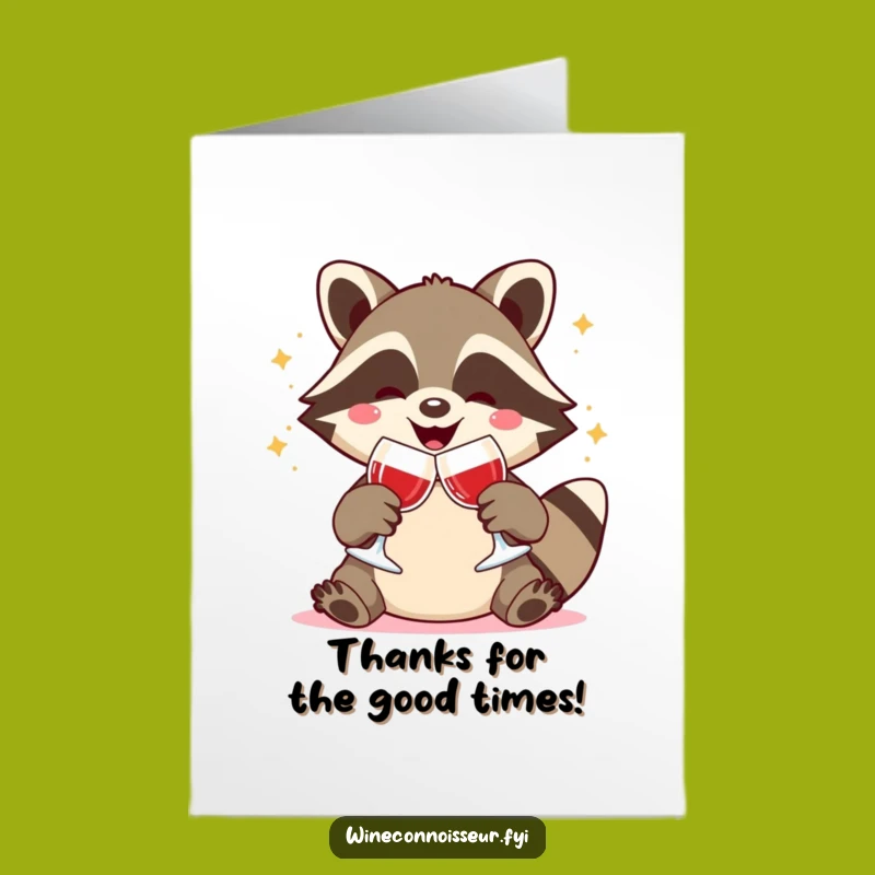 Free Printable Thank You Card: Raccoon Clinking Glasses Funny Gift