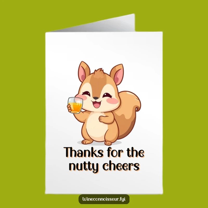 Free Printable Thank You Card: Squirrel Cheers Gratitude, Festive Downloadable Gift