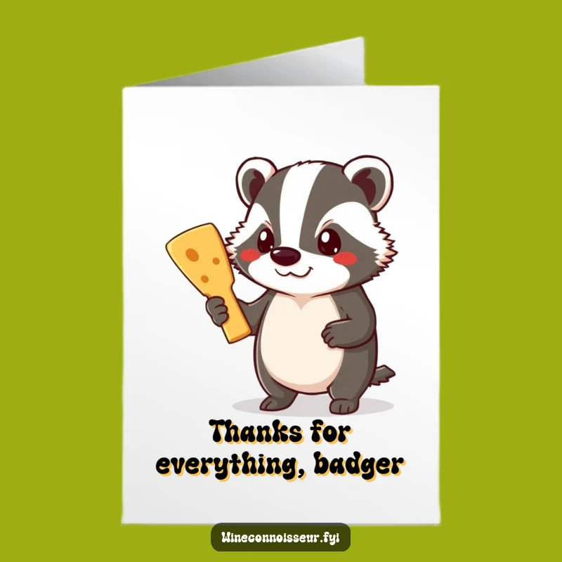 Free Printable Thank You Card: Badger's Cheese Board, Humorous Downloadable