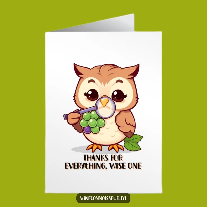 Free Printable Thank You Card: Owl Grape Appreciation, Humorous Downloadable Gift
