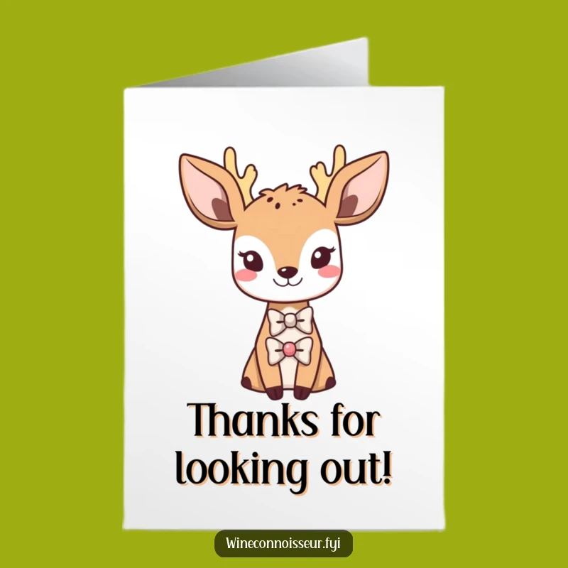 Free Printable Thank You Card: Sophisticated Deer Bowtie Funny Gift