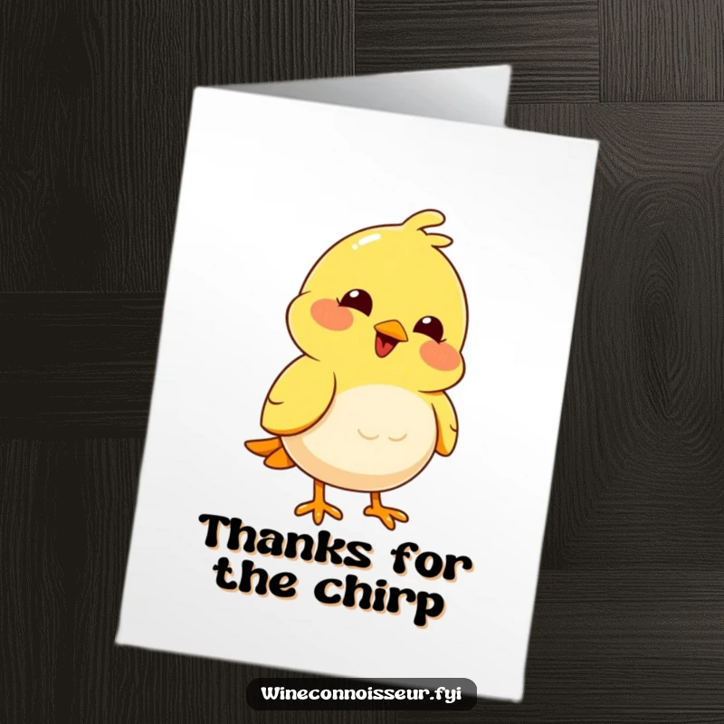 Funny Free Printable Thank You Card: A joyful yellow bird nods thoughtfully, expressing thanks.