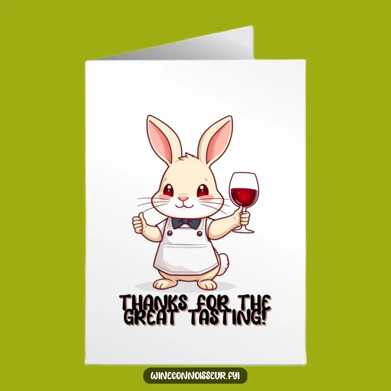 Free Printable Thank You Card: Rabbit Sommelier, Funny Wine Downloadable Gift