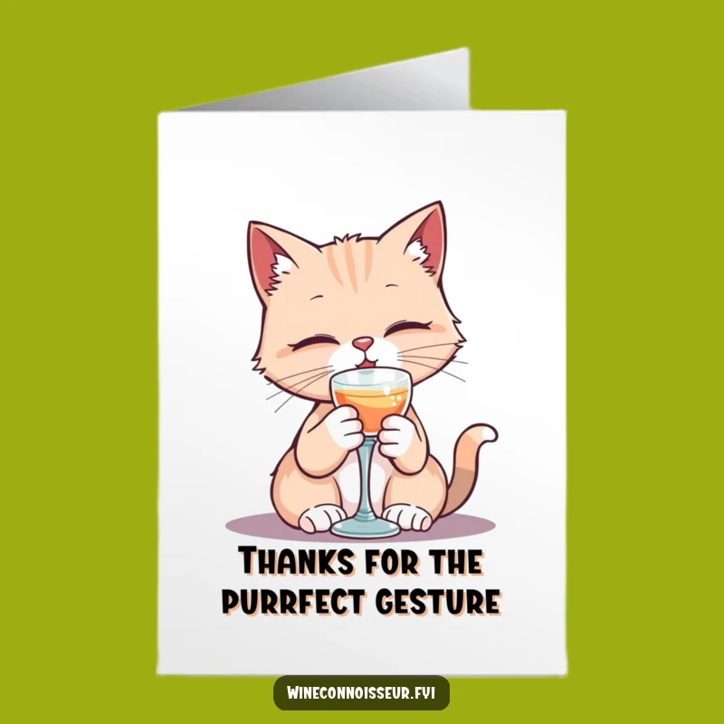 Free Printable Thank You Card: Classy Kawaii Cat Sipping for Your Gratitude