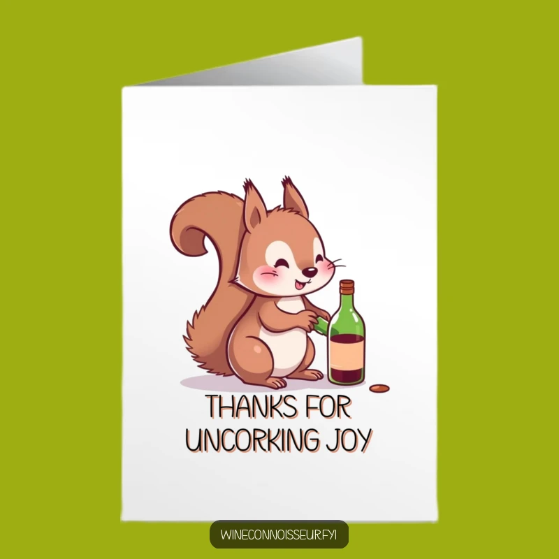 Free Printable Thank You Card: Squirrel's Thanks, Tiny Wine, Downloadable Gift