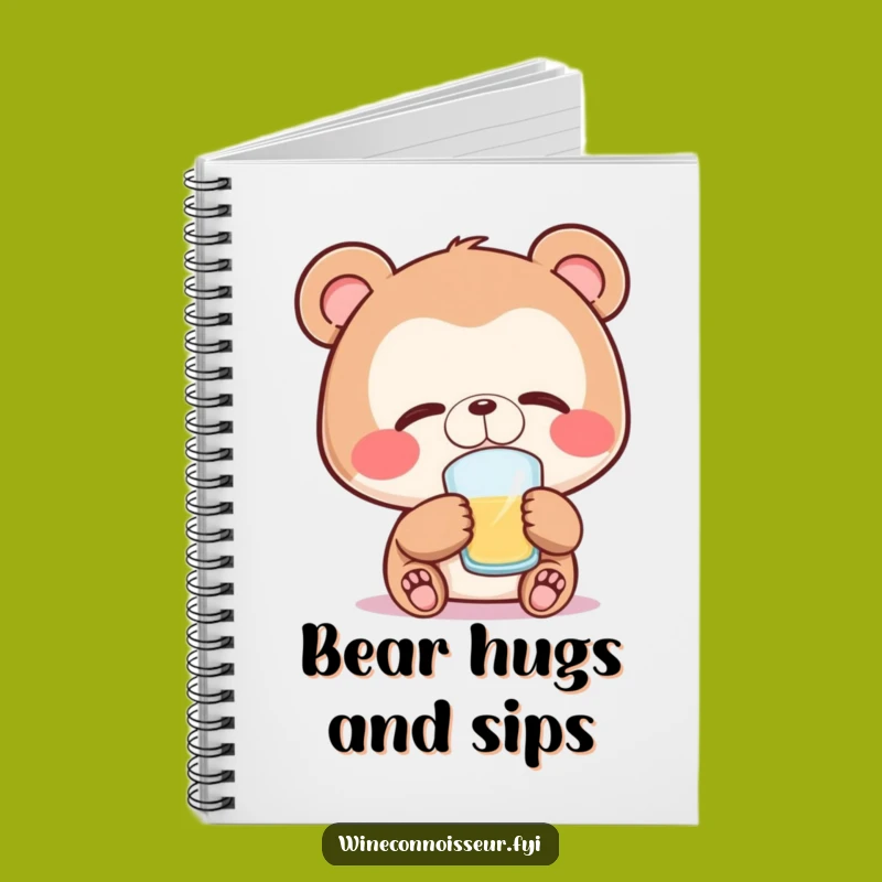Funny Bear Sipping Notebook - Joyful Journal, Gift for Writers