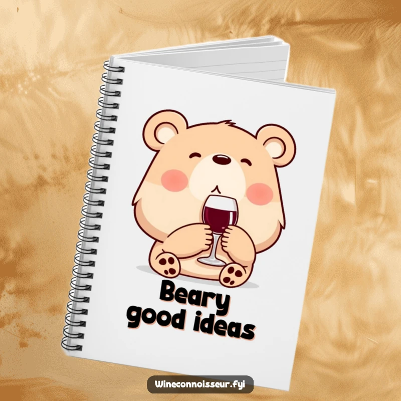 Funny wine bear notebook with a content bear enjoying wine on the cover. Perfect for jotting down thoughts and ideas.