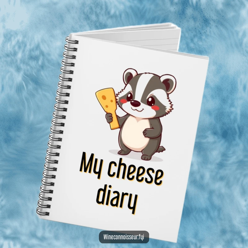 Funny Badger Notebook: A proud badger holds a cheese board, ideal for jotting down recipes and gourmet ideas.