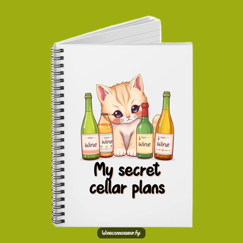 Funny Kitten Wine Labels Notebook - Jot Down Ideas with this Curious Funny Gift Journal