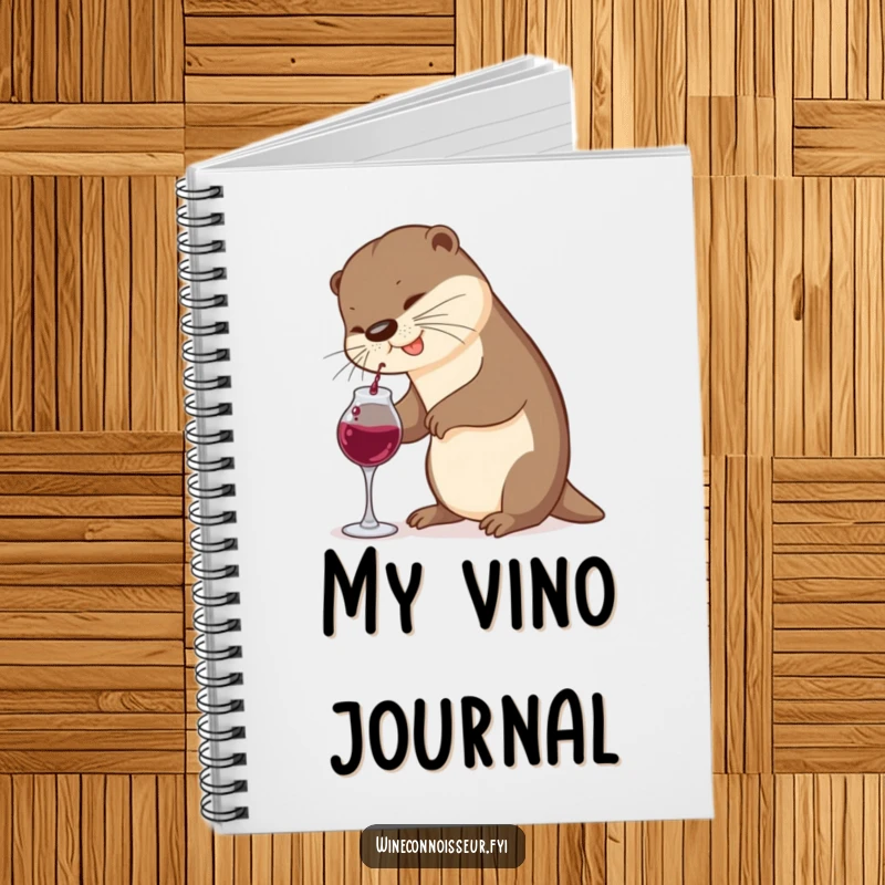 Funny Otter Notebook: A playful otter comically pours wine from a miniature decanter, perfect for jotting down notes.