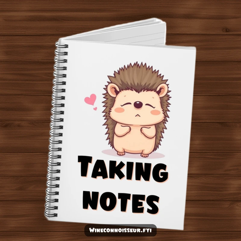 Funny notebook with a contented hedgehog listening intently, great for journaling thoughts and mindful note-taking.