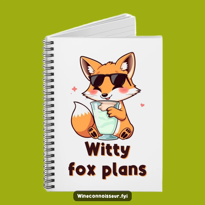 Funny Fox Wine Notebook: Kawaii Journal, Perfect Gift for Writers