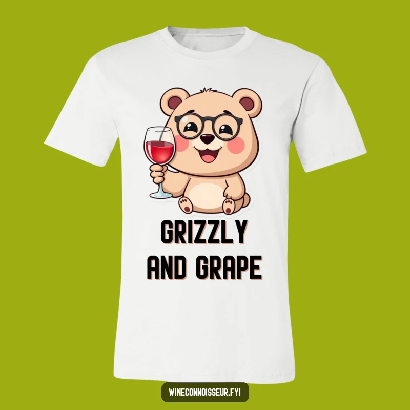 Funny Bear Monocle T-Shirt: Happy Wine Lover Tee Gift