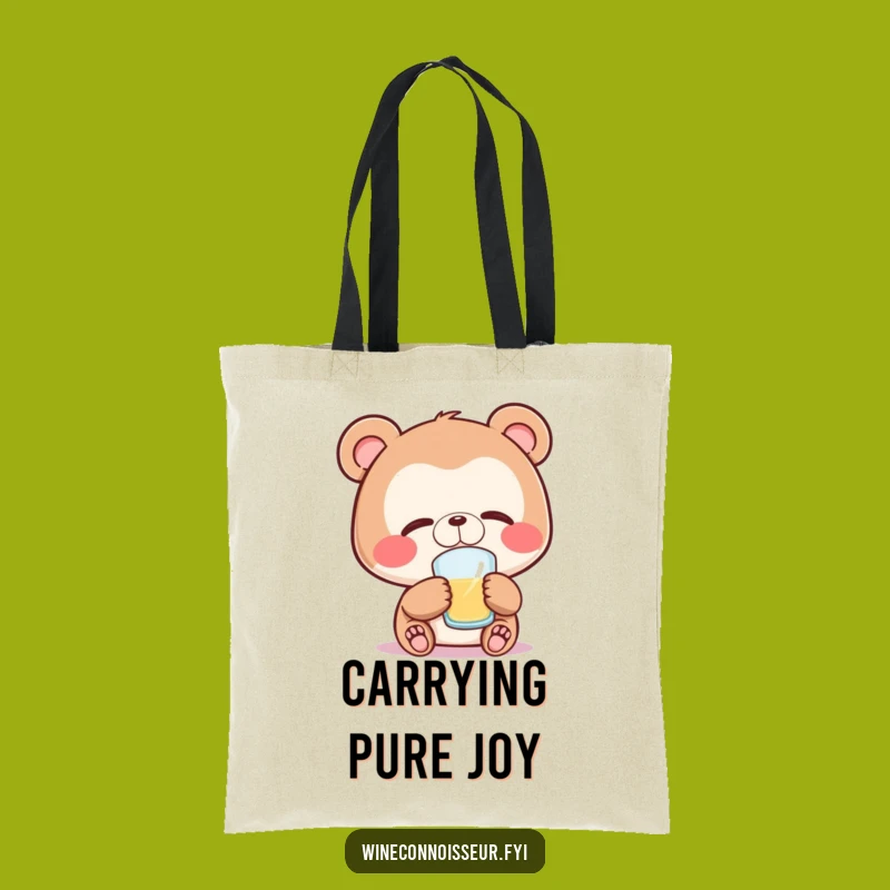 Funny Bear Sipping Tote Bag - Joyful Bear Carry-All, Gift