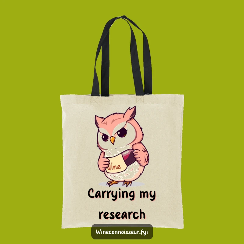 Funny Kawaii Owl Wine Tote Bag: Determined Scholar, Practical Intellectual Gift
